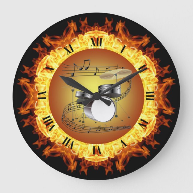 Relógio Grande Drum Set ~ Fire Creation #3 ~ Out Of The Crucible~ (Frente)