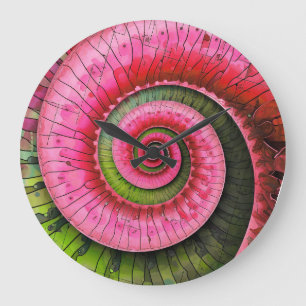 Relógio Grande Dubman Designs: Fibonacci Rosa e Verde Brilhante