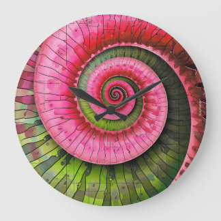 Relógio Grande Dubman Designs: Fibonacci Rosa e Verde Brilhante