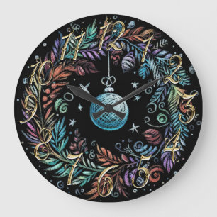 Relógio Grande Duro Pastel desenhando a coroa de Natal