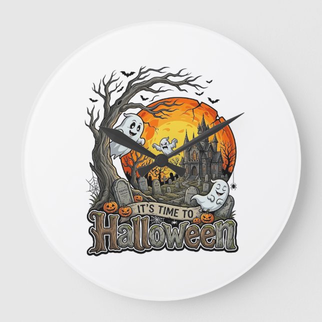 Relógio Grande É Hora Halloween Casa Assombrada Cemitério Assusta (Frente)