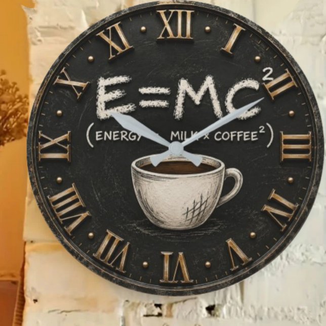 Relógio Grande E = MC² Coffee Funny Science Coffee Lover Decor (Criador carregado)
