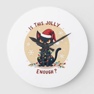 Relógio Grande É Natal de Gato Preto Engraçado o Suficiente Alegr