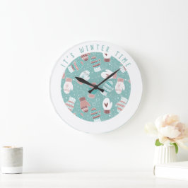 Relógio Grande É o padrão de natal do inverno, Mittens, em casa