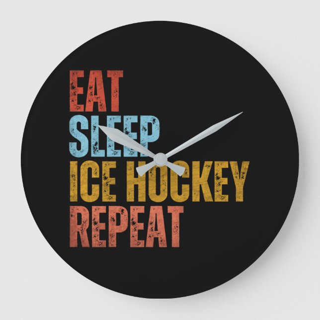 RELÓGIO GRANDE EAT SLEEP ICE HOCKEY REPEAT (Frente)