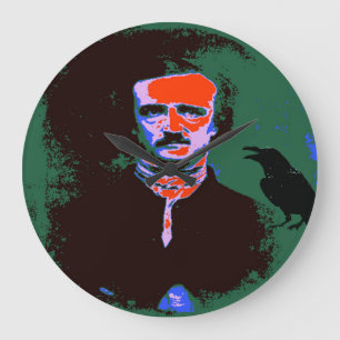 Relógio Grande Edgar Allan Poe Pop Art Retrato
