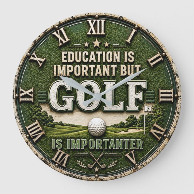 Relógio Grande Education Is Important But Golf Is Importanter  (Frente)