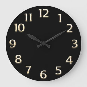 Relógio Grande Efeito 3D Minimalismo Dourado do champanhe Preto M