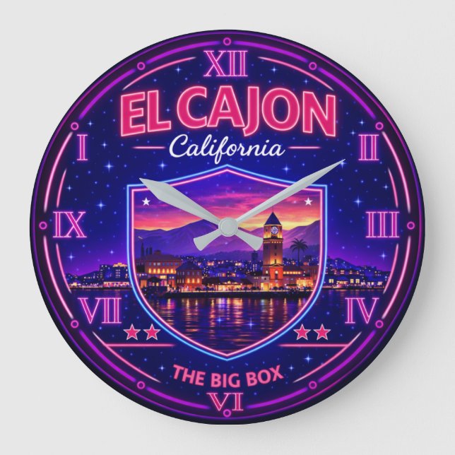Relógio Grande El Cajon California Valley Lights Neon (Frente)