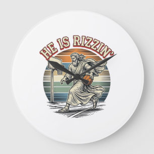 Relógio Grande Ele Está Rizzin Camisa Religiosa de Basquete Vinta