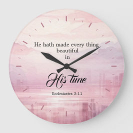 Relógio Grande "Ele Fez Tudo Bela" Aquarela Sunset