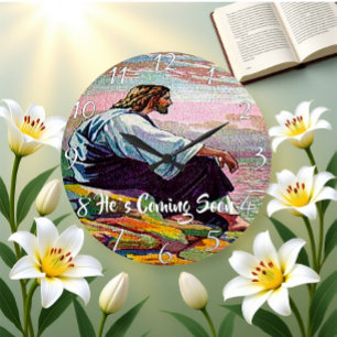 Relógio Grande ELE VEM EM BREVE Fé Cristã