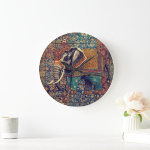 Relógio Grande Elefante Vintage, Elefante Antigo, Arte de Elefant