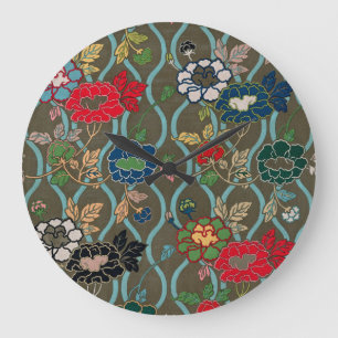 Relógio Grande Elegance Revelado: Padrão Floral Japonês Vintage
