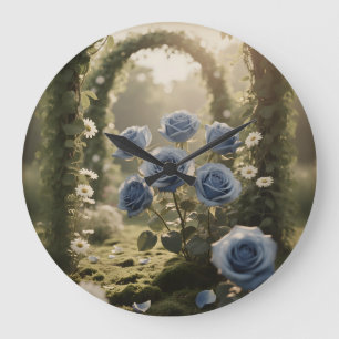 Relógio Grande Elegância de Rosa Azul Personalizada – Romantismo 