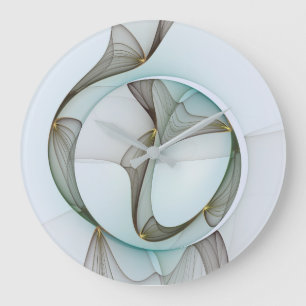 Relógio Grande Elegância Dourada abstrato Moderna Turquesa Brown