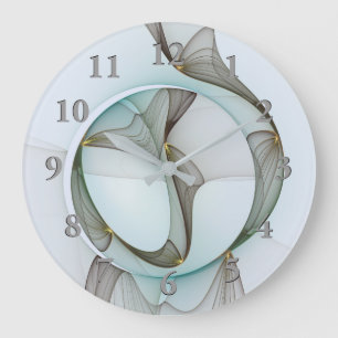 Relógio Grande Elegância Dourada abstrato Moderna Turquesa Brown