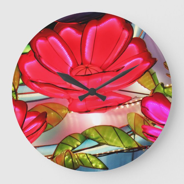 Relógio Grande Elegância Elétrica em Rosa  (Frente)