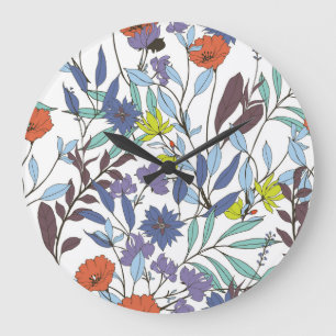 Relógio Grande Elegância Floral, Fundo de Abstrato Vintage.