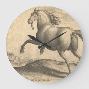 Relógio Grande Elegant Antique Engraving of Spanish Horse