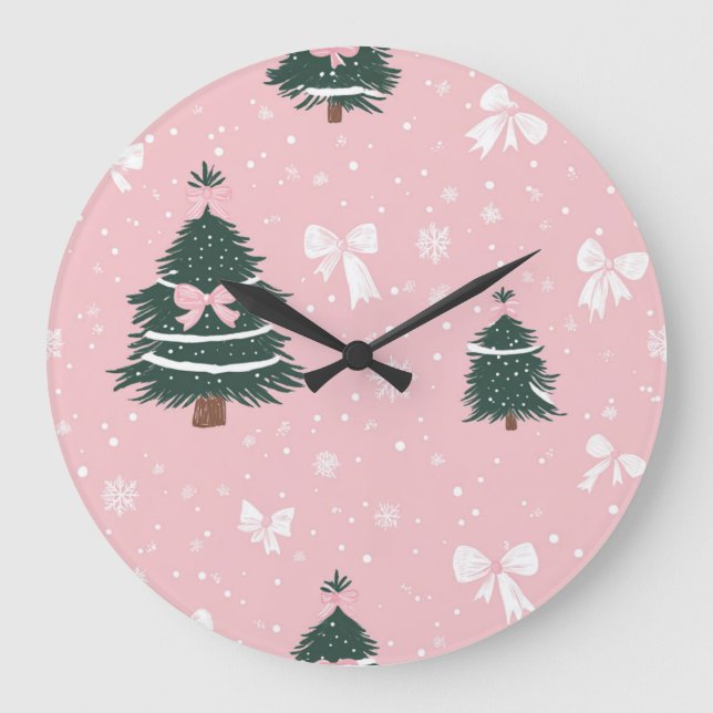 Relógio Grande Elegant Christmas Wall Clock – Festive Winter Time (Frente)