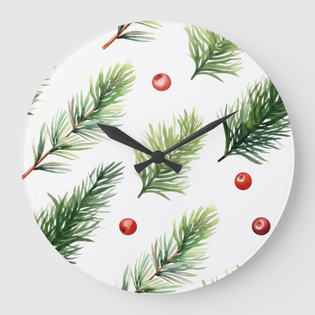 Relógio Grande Elegant Christmas Wall Clock – Festive Winter Time (Frente)