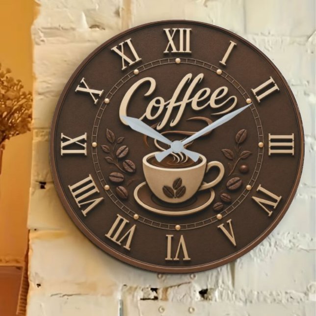 Relógio Grande Elegant Coffee Bar (Criador carregado)