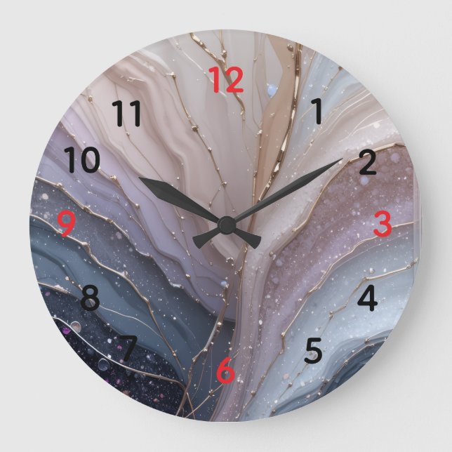 Relógio Grande Elegant Marble Abstract Wall Clock – Modern Pastel (Frente)