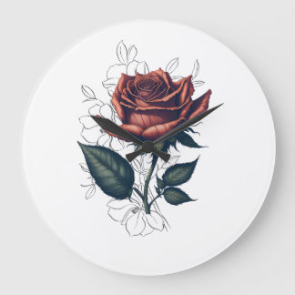 Relógio Grande Elegant Vintage Rose – Floral Art T-Shirt Design