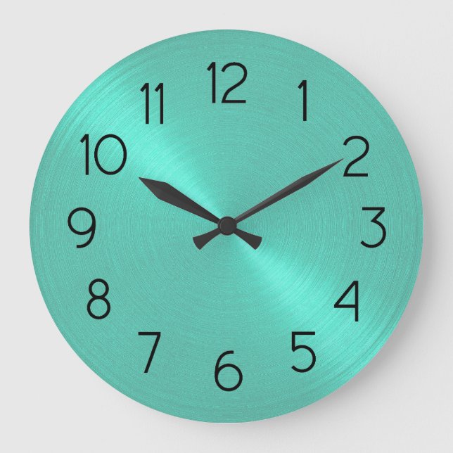 Relógio Grande Elegante Aqua Green Sheen (Frente)