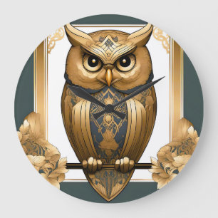 Relógio Grande Elegante Art Deco Owl