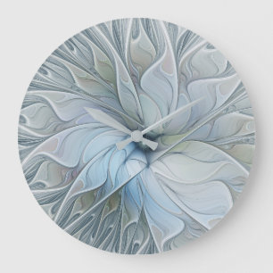 Relógio Grande Elegante Beleza Arte Fractal Abstrata Moderna Flor