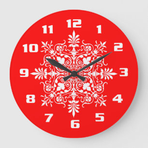 Relógio Grande Elegante brilhante Ornamentado Vermelho Victorian