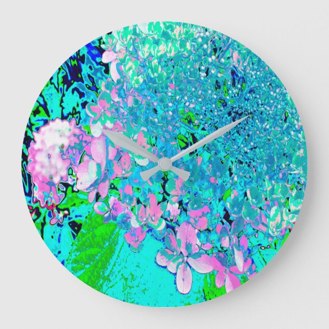 Relógio Grande Elegante Cor-de-rosa e azul (Frente)