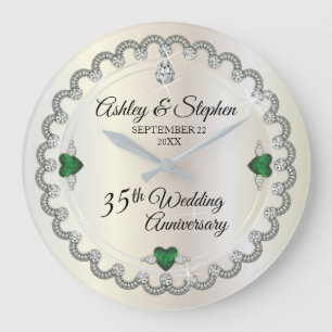 Relógio Grande Elegante Emerald Diamantes 35º Aniversário de Ca