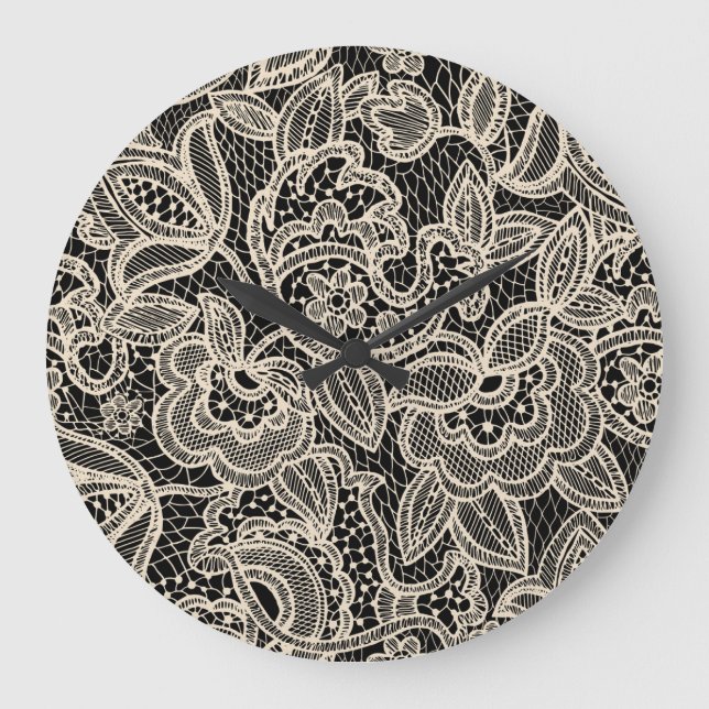 Relógio Grande Elegante Lace Seamless Pattern Design (Frente)