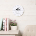Relógio Grande Elegante Magnolia Chic Weding Annianiversario Keep<br><div class="desc">Um elegante relógio personalizado de aniversário de casamento que inclui dois ramos de magnólias brancas, desenhados a lápis de grafite; tipografia moderna e um traço de caligrafia moderna no aniversário. Um belo casamento personalizado ou presente de aniversário para um jovem - e jovem de coração - casal comemorando suas 1ruas,...</div>