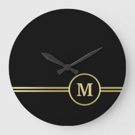 Relógio Grande Elegante monograma personalizado em ouro sobre pre
