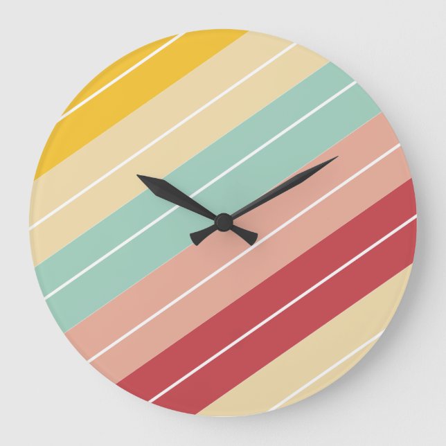 Relógio Grande Elegante Personalizado com Listras Retrô (Frente)