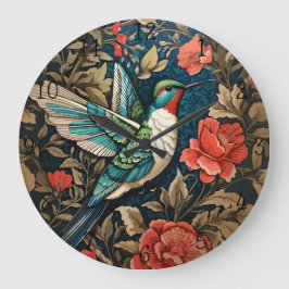 Relógio Grande Elegante voador Hummingbird William Morris Inspira