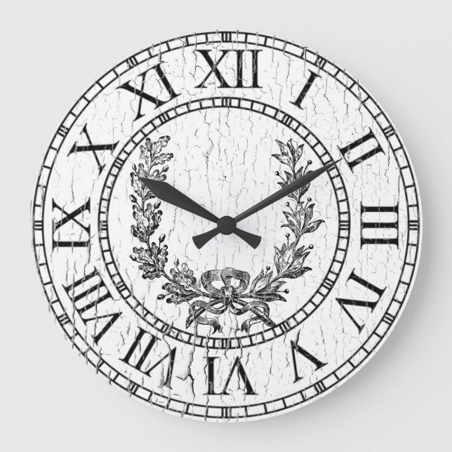 Relógio Grande Elegante Weathered French Wreath Personalize (Frente)