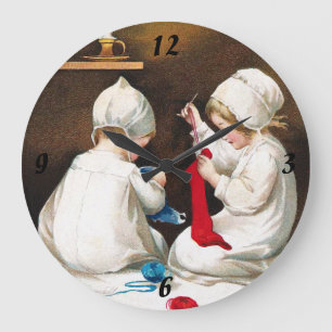 Relógio Grande Ellen H. Clapsaddle: Meninas que costuram meias
