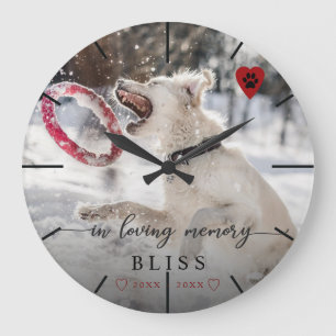 Relógio Grande Em Adorável Monograma de Impressão de Pet Photo 