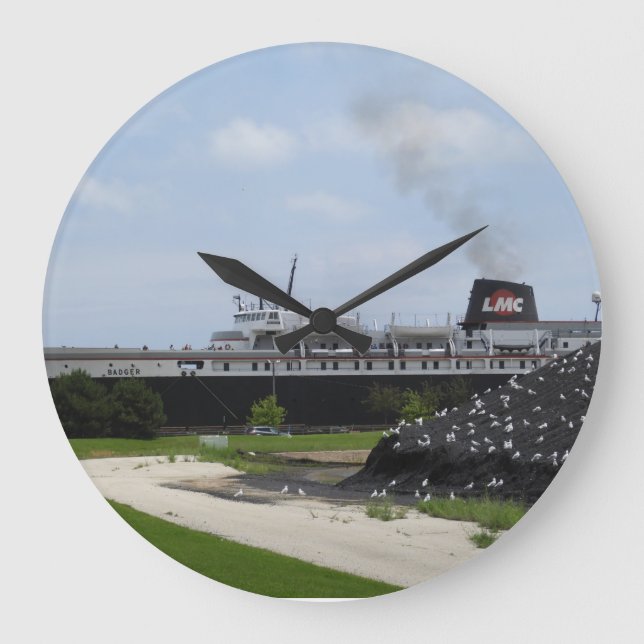 Relógio Grande Embarcação de carvão SS em Manitowoc Wall Clock (Frente)