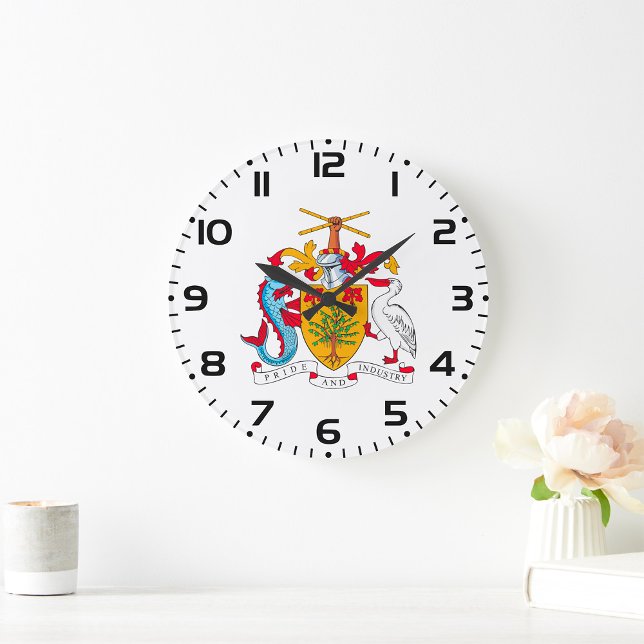 Relógio Grande Emblema Nacional do Casaco de Armas de Barbados (Criador carregado)