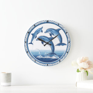 Relógio Grande Embraço dos golfinhos" - Corda Náutica