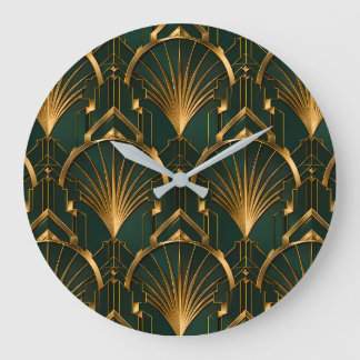Relógio Grande Emerald Green and Gold Luxury Art Deco Wall Clock