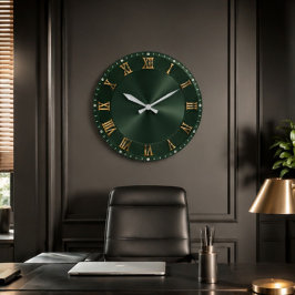 Relógio Grande Emerald Green Luxury Gold Elegant