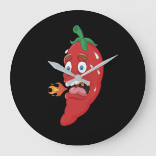 Relógio Grande Emoji Funny Chili Pepper Hot Molho Comida Lover