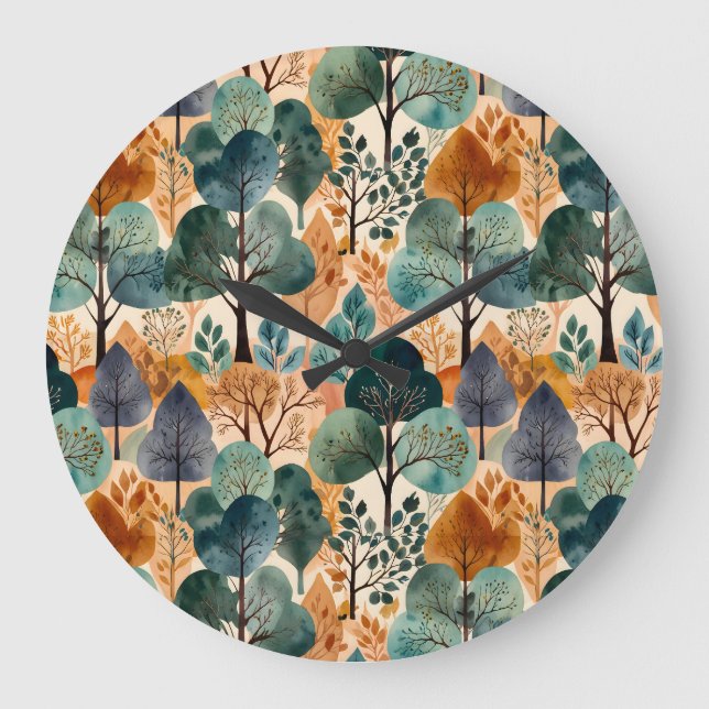 Relógio Grande Encantando Árvores de Outono (Frente)